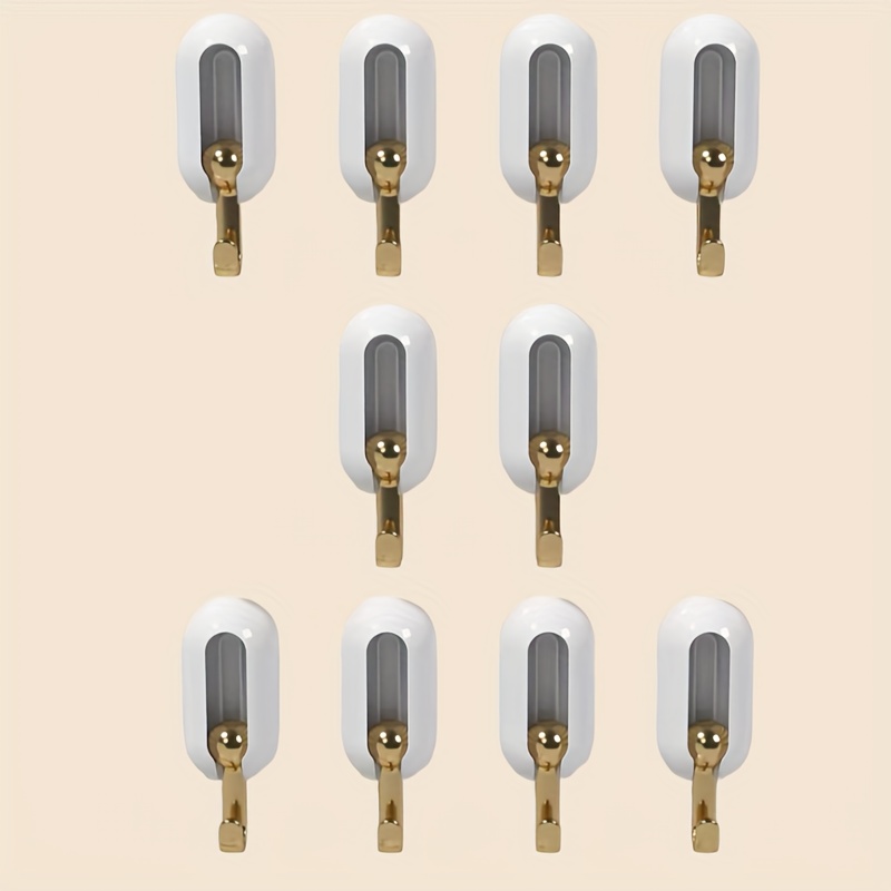 Image of Set Of 10 Foldable Hooks That No Drilling And Feature Invisible Adhesive, Perfect For Hanging Items Like Coats And Keys. Ideal For Bedrooms, Hooks Are Without Causing Any Damage, Utility Hooks