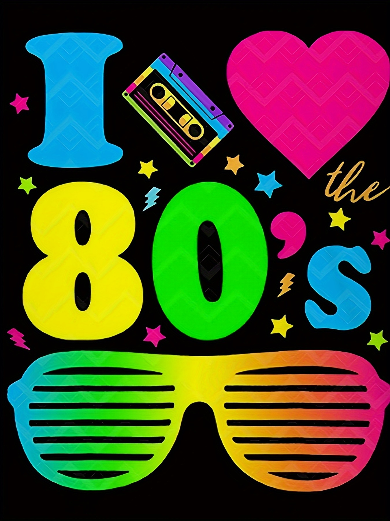 남성용 80년대 레트로 3d 디지털 프린트 티셔츠 네온 80년대 노스탤지아 카세트 큐브 아이콘 80년대 테마 - Temu  Republic of Korea, image size:800x1067