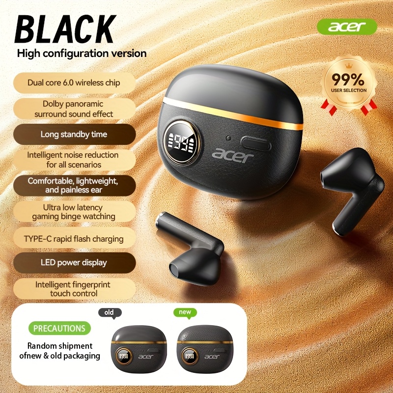 Acer Wireless Stereo Earbuds Compatible For /, Wireless Headphones With Noise Cancelling, Long , Touch Control & Hifi Sound, Closed Earbud,, Fit For For , Fitness, Pc
