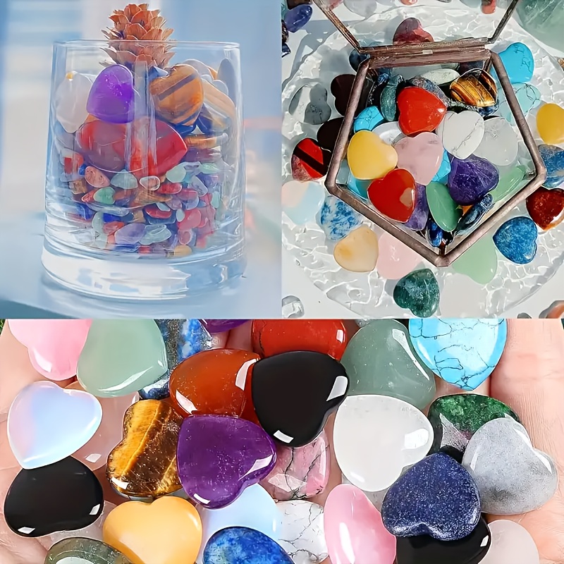 20pcs elegant hand carved heart shaped quartz crystal set   colors suitable for home decor random colors