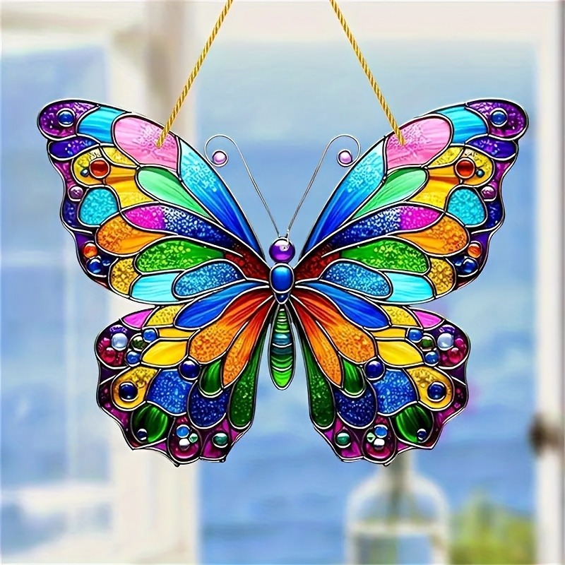 

1pc, Decor Art Acrylic Butterfly Light Catcher Colorful Window Hanging, Multipurpose Decorative Animal Plaque, Wall Mounted Home Room Decor, Housewarming Gift, Garland Centerpiece Decor - 8""x6