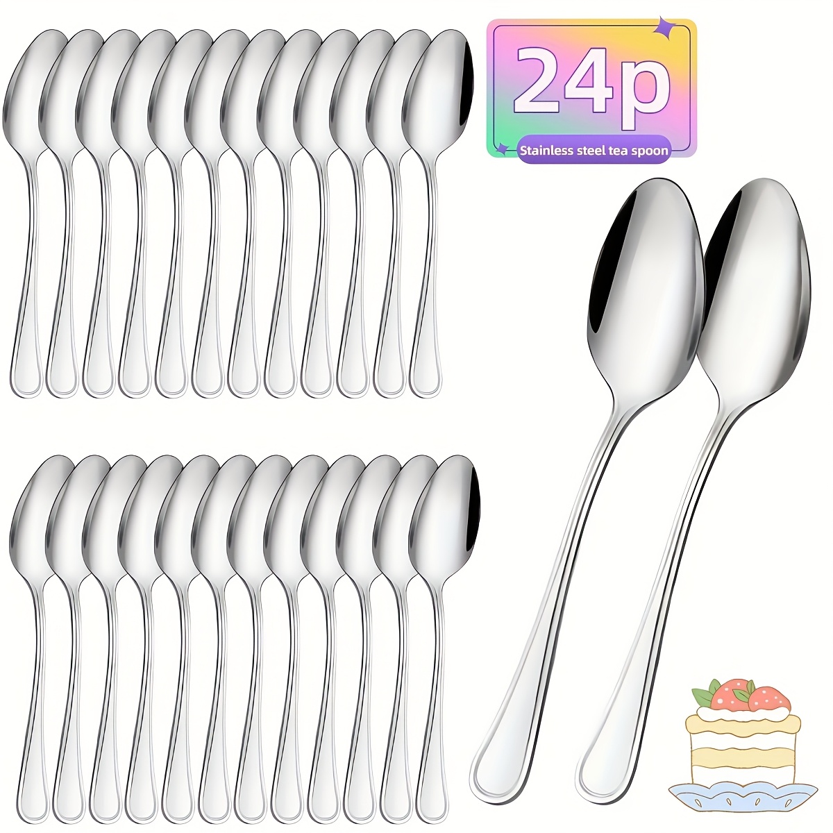 E-shop 24 Edelstahl Teelöffel - 16 cm (6,5 Zoll) Restaurantqualität, lose Besteckteile, geeignet für Essen, Hochzeiten, Partys, Grillabende, Picknicks,