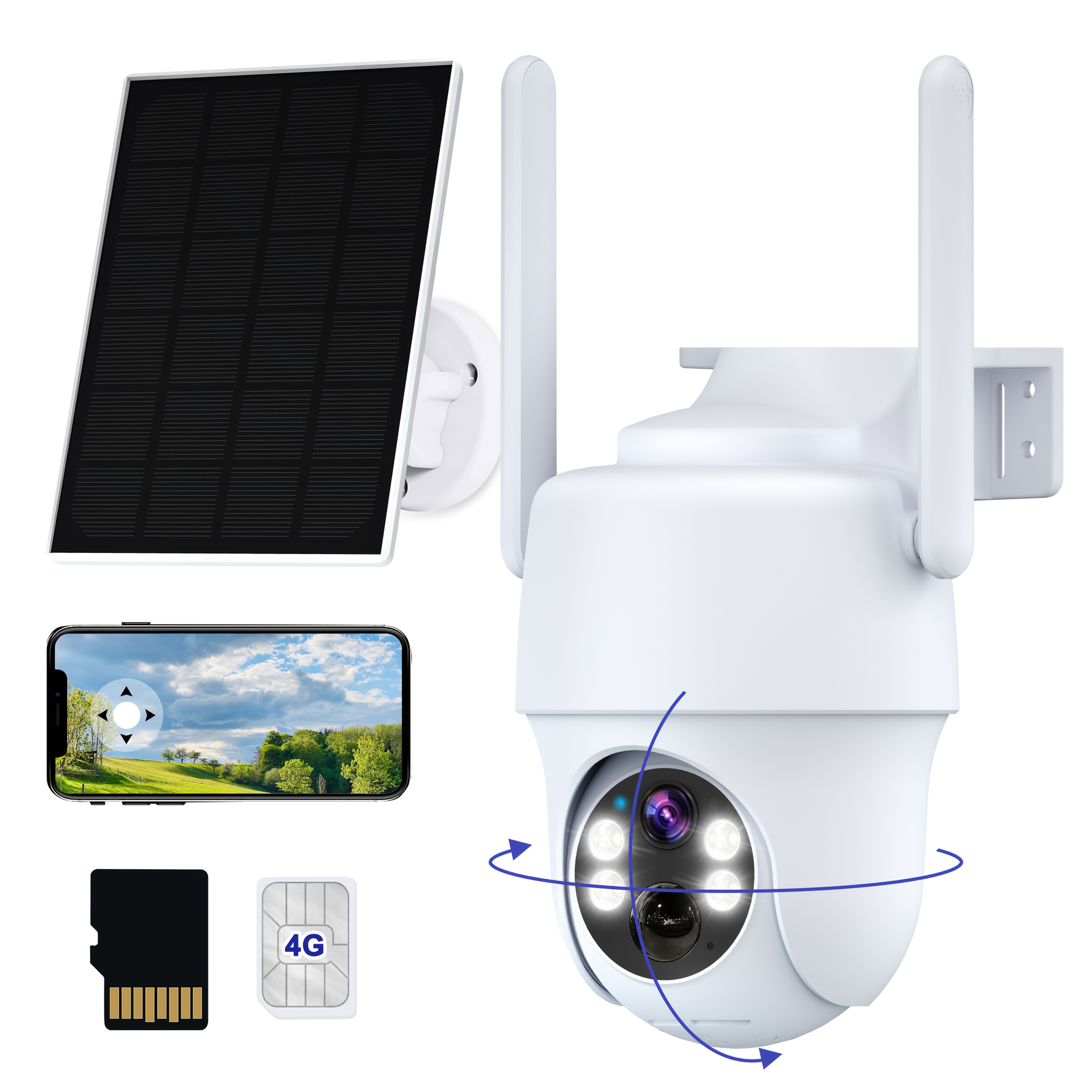 ANRAN G1 : Caméra Extérieure 3G/4G Indépendante. Pas de WiFi ni de Câbles Nécessaires ! Vue en Direct via le Réseau Mobile. Alimentation Solaire pour une Énergie Infinie. Panoramique à 360°, Vision Nocturne Couleur & Carte SD 32GB Incluse. WiFi Non Supporté. Parfaite pour les Sites Éloignés. Juste Ins