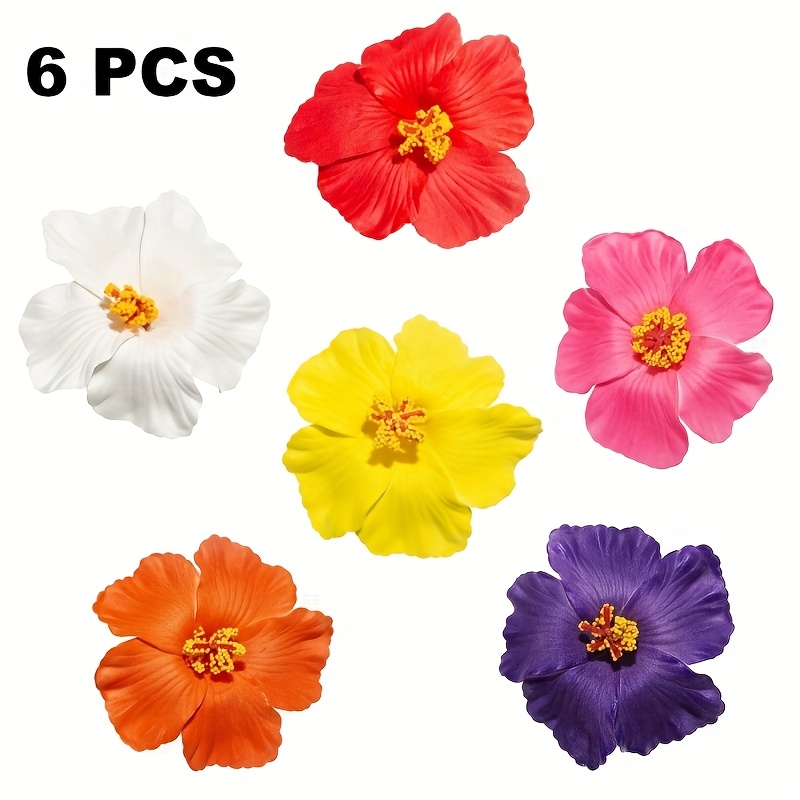 Image of 6pcs Of Hibiscus Hair Accessories, Elegant Accessories For Women, Hibiscus Hairpins For Summer Beach Vacation, Daily Hibiscus Hairpins!!!