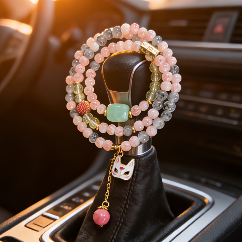 TEMU Universele Handgemaakte Auto Versnellingspook Kralen | Stijlvolle Auto Interieur Hangende Decoratie voor Auto's & SUV's, Gemaakt van