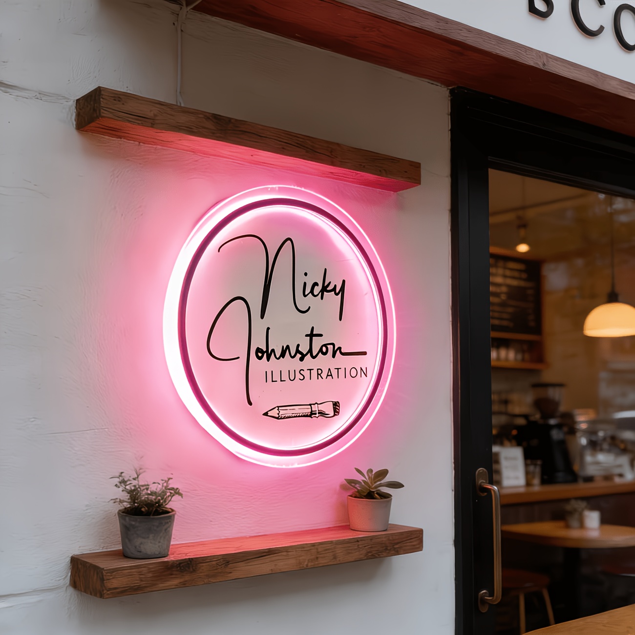 Round Personalized Neon Sign with LED Light, Custom Gift