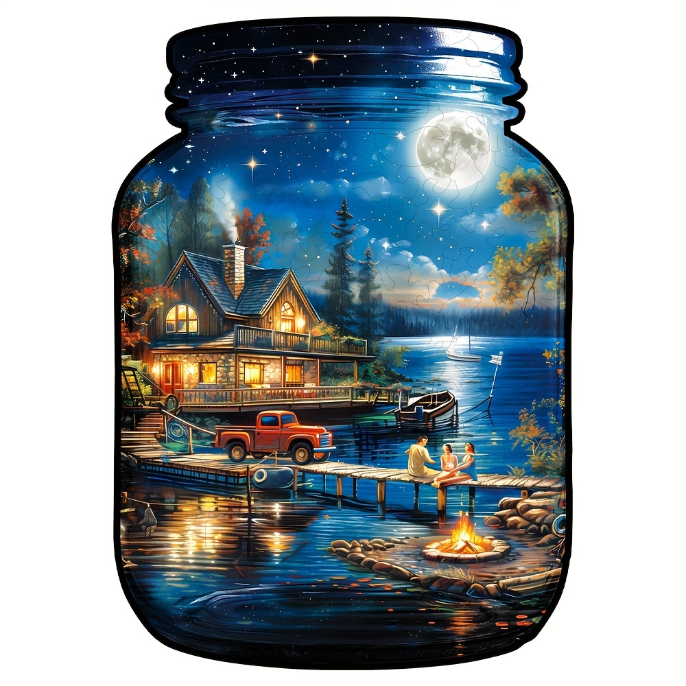 

Oil Painting Night Scene In Colorful Bottle Boxed Wooden Puzzle, Suitable For Birthday Gifts, High Difficulty Challenge