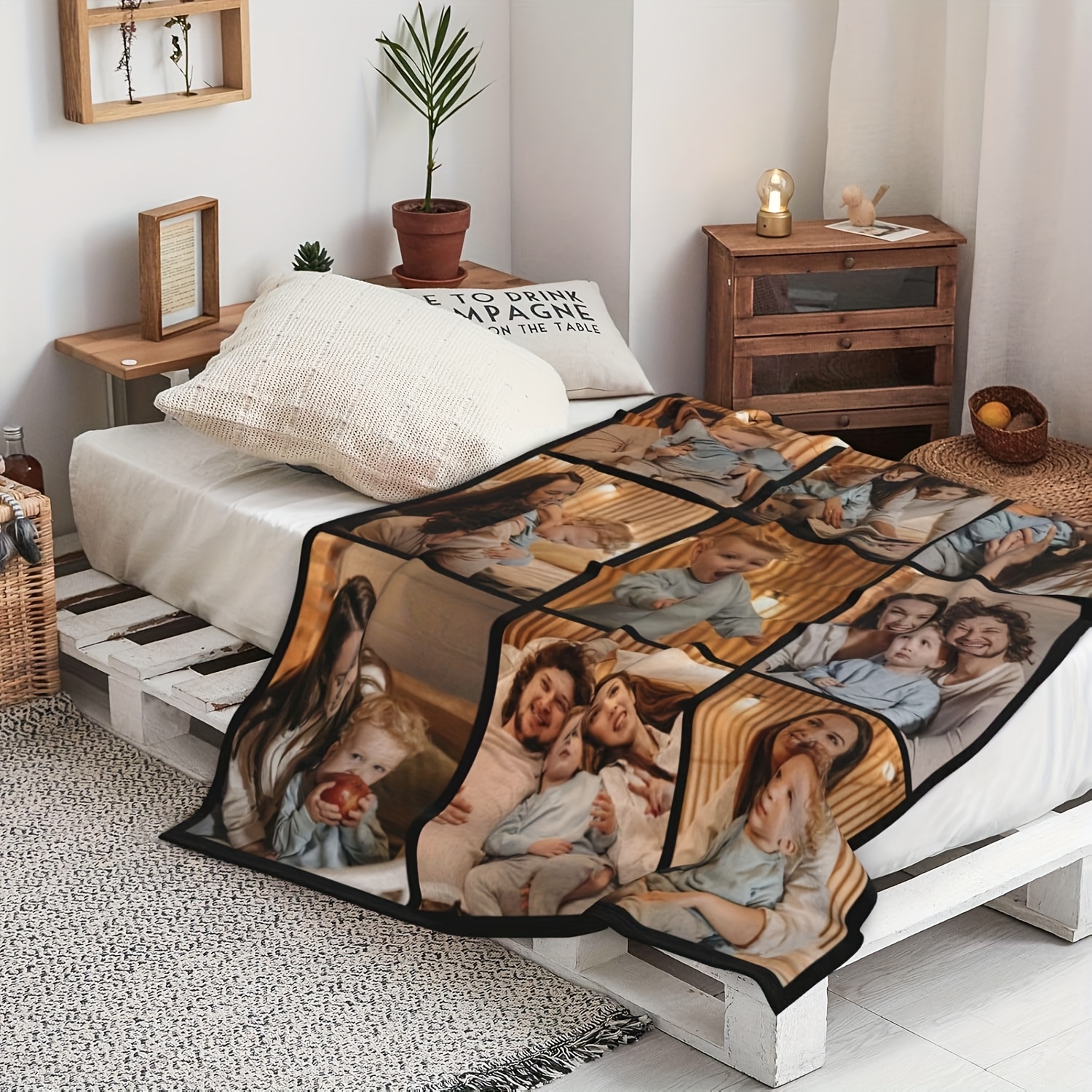 TEMU Personalized Photo Blanket - Soft Flannel Blanket With Customizable Pictures, Suitable For Sofas, Beds, And Tv Blankets - Personal Photos To