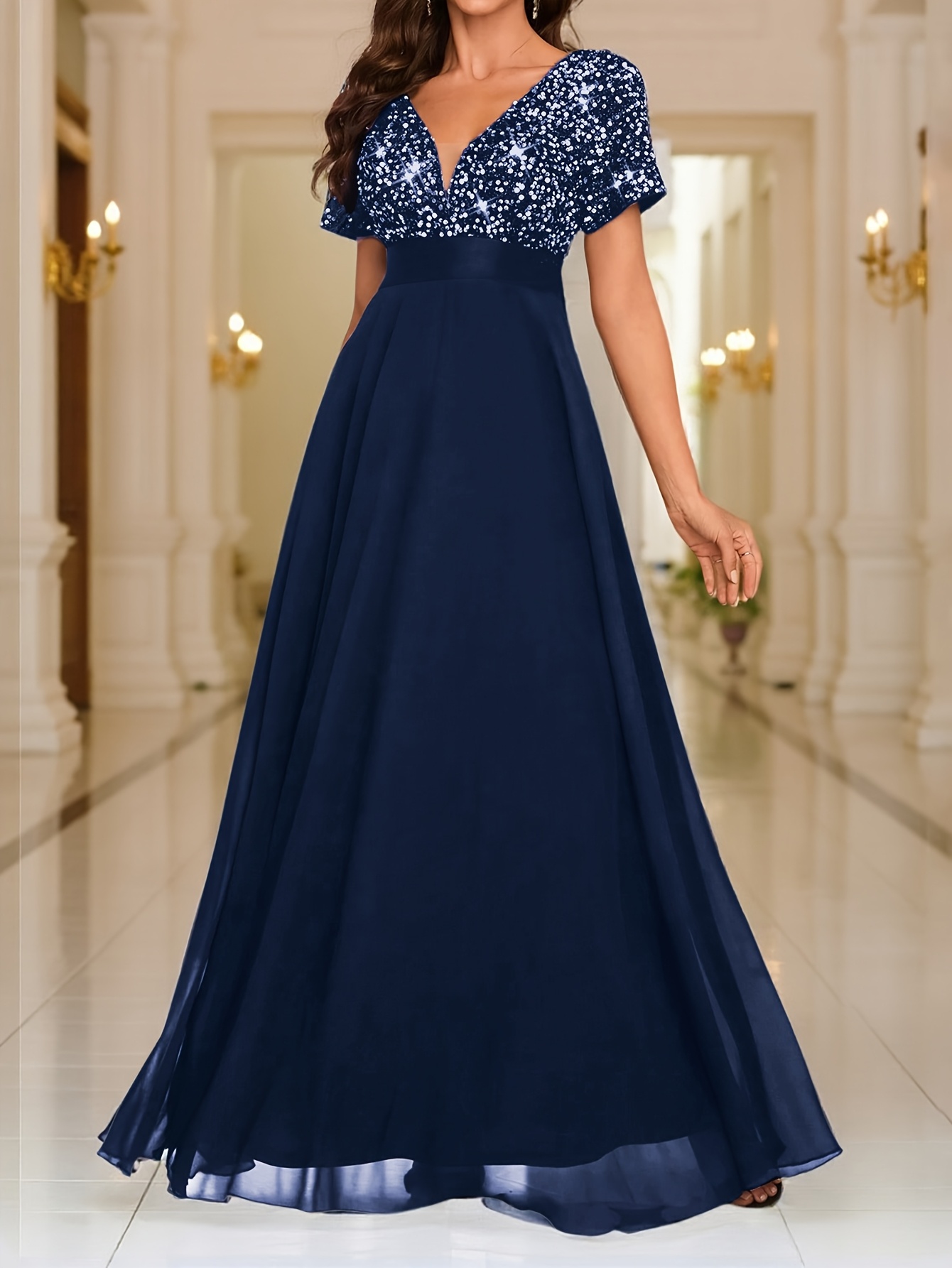 sequined spliced formal dress elegant prom wedding guest - Temu Pakistan