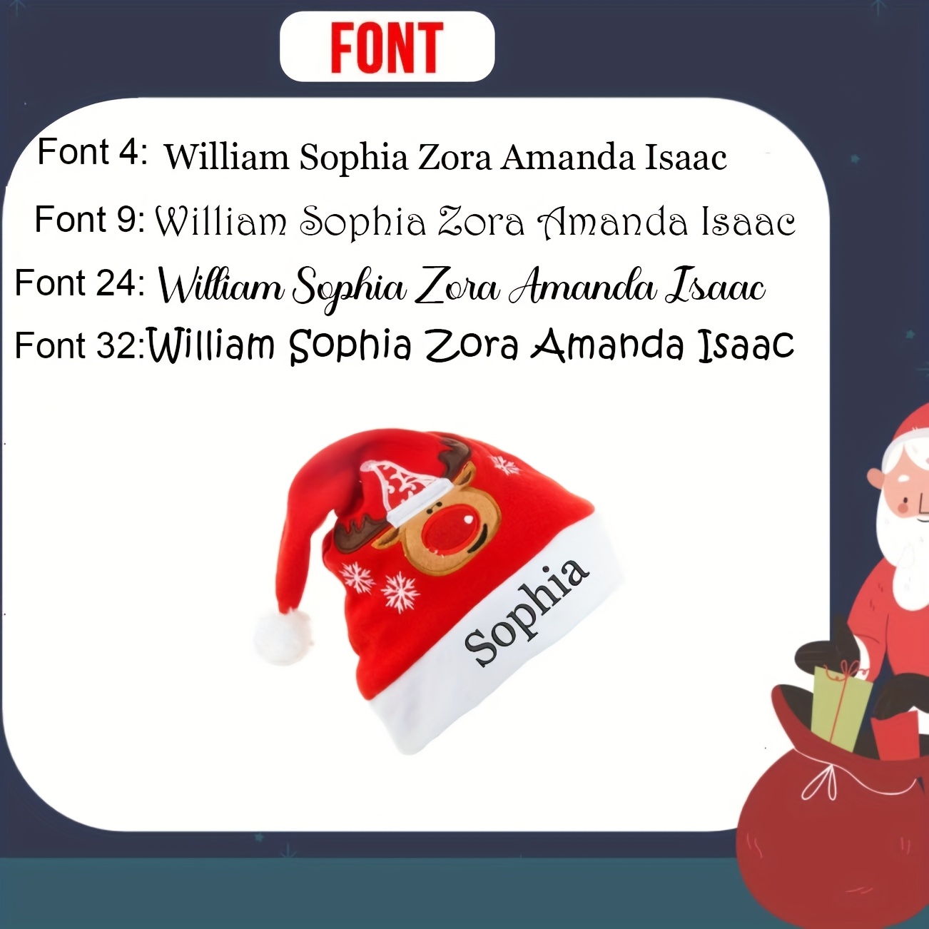 TEMU Gorro de Santa Personalizado - Gorro Navideño con de Santa, Gorro de Santa de Poliéster para Adultos, Fiestas Navideñas, Sesiones de Fotos,