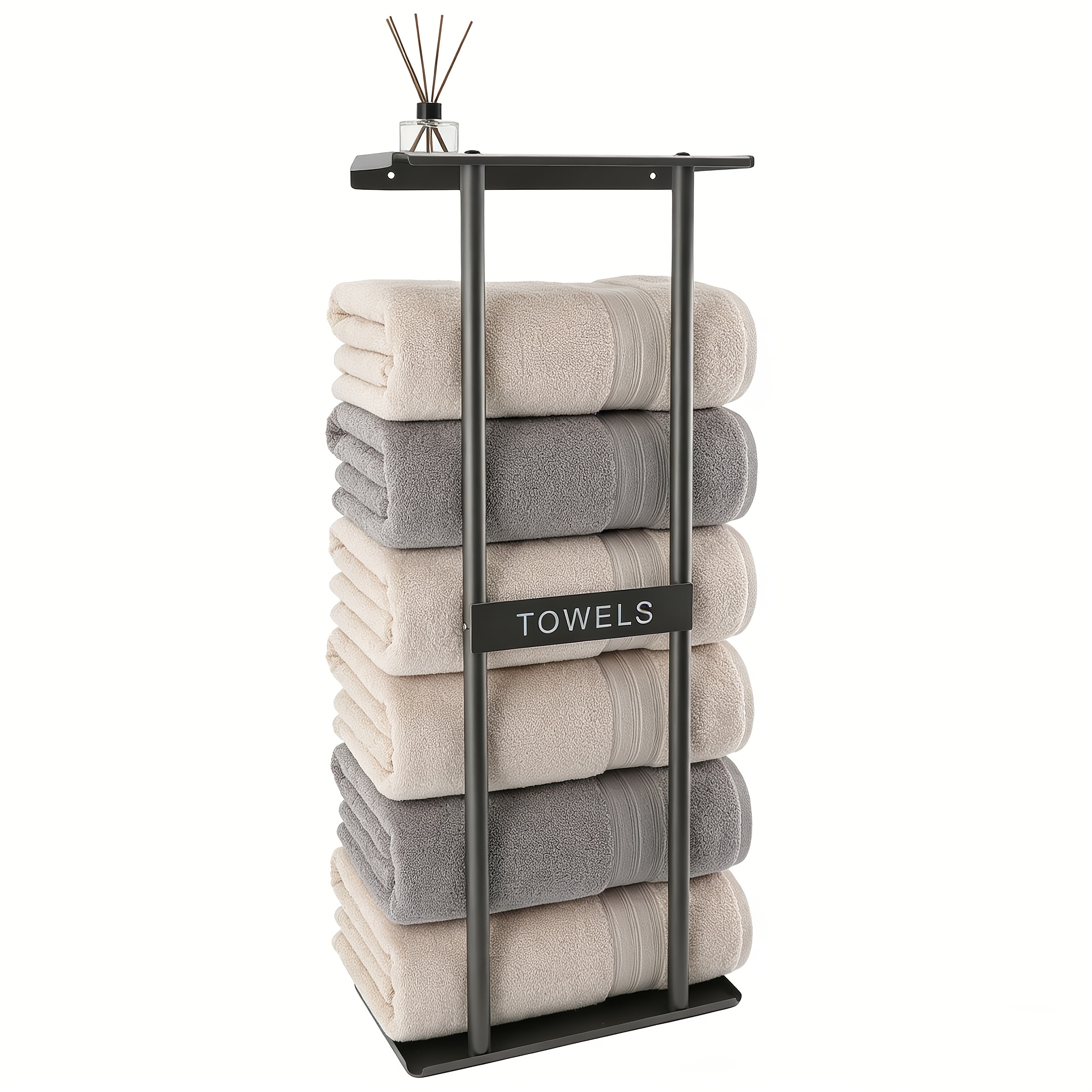 2-tier Wall-mounted Bathroom Towel Rack, 76*32*14cm, Space- Large Capacity Towel Holder Rolled Or Folded Towels