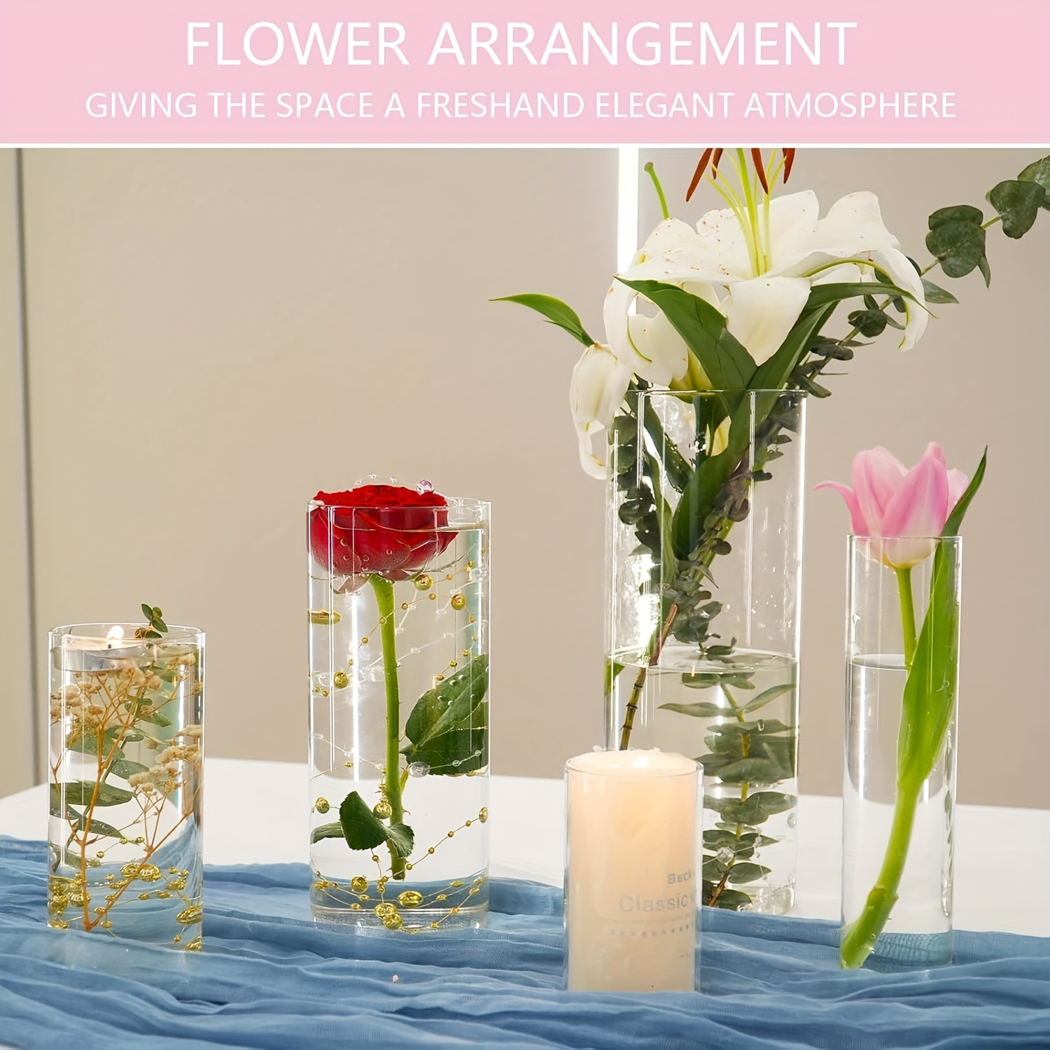 3er-set elegante klare glaszylinder vasen - vielseitige dekoration für hochzeiten, partys & home office - beinhaltet 7.62cm breite vasen in verschiedenen höhen, für tischdekorationen & kerzenhalter, vasen für blumen