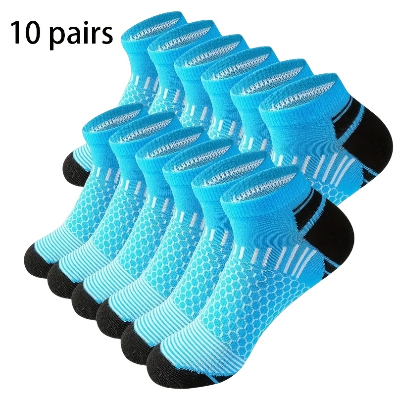 TEMU 10 Pairs Men's Sports Socks, Low-cut Breathable Summer Casual Socks, Sweat-absorbing Unisex Design, Random Colors