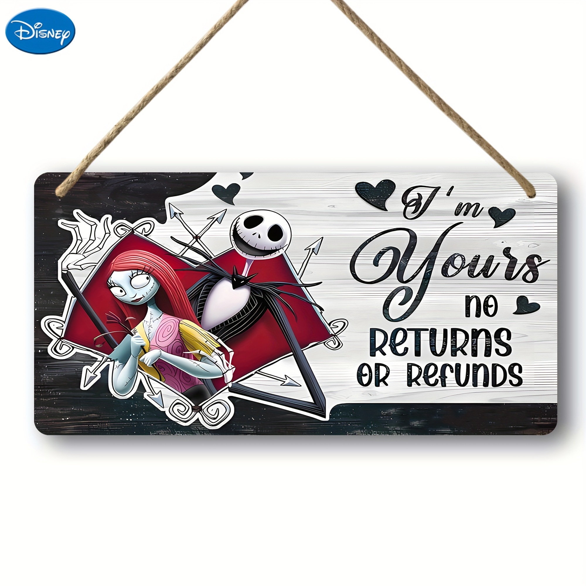

1pc, Disney Wooden Sign (5.9''x11.8''/15cm*30cm)rustic Wall Plaque Halloween Jack Skeleton And I'm Wreath Sign, Suitable For Home Garden Kitchen Bar Cafe Wall Decor Retro Vintage