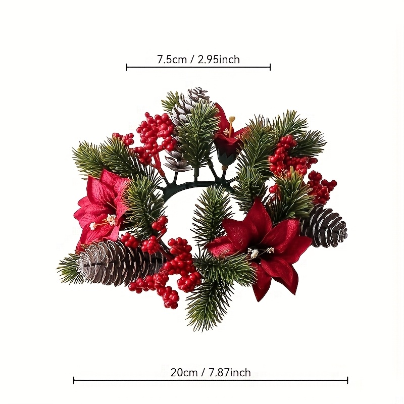 TEMU 1pc Realistic Artificial & Berry Garland With Scented-like Fragrance - Plastic Christmas Table Centerpiece Wreath Ring For Candles (candles Not