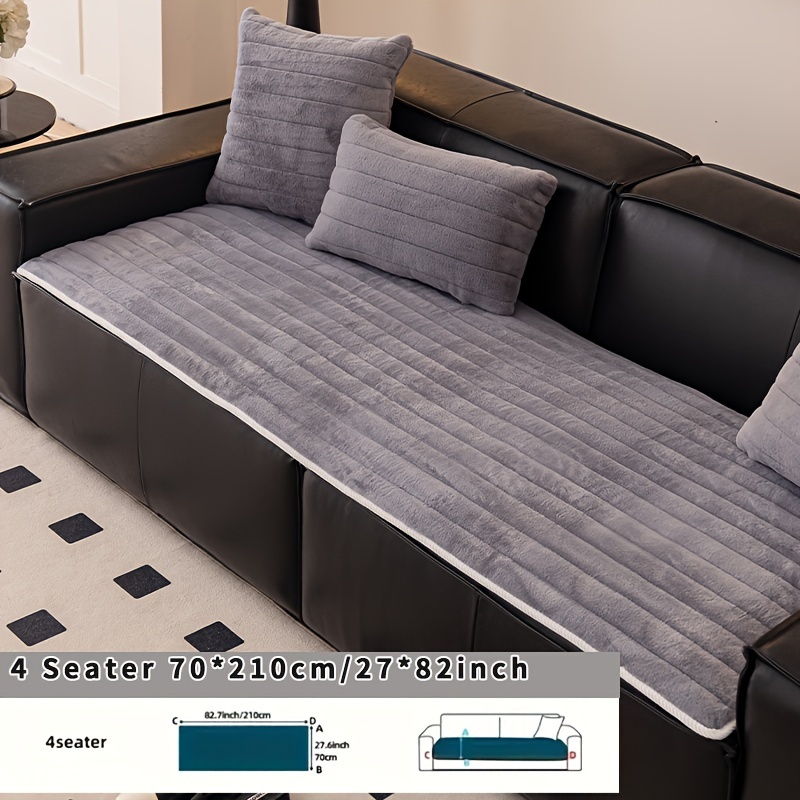 1pc Thickened Sofa Cover, Faux Rabbit Plush Sofa Cover, Non-slip Sofa Cover, A For Pets, Cover For Decoration, Suitable For 1-4 Seat Sofas
