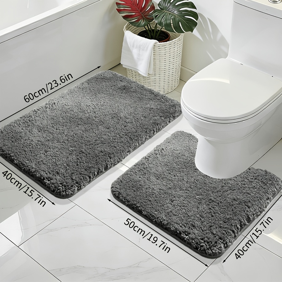 TEMU [sponge Density 25d] 2pcs/ultra-absorbent Bath Mats, Fluffy And Non-slip Bathroom Rugs, And Comfortable Premium Bath Mats, For Bathtub, Shower,