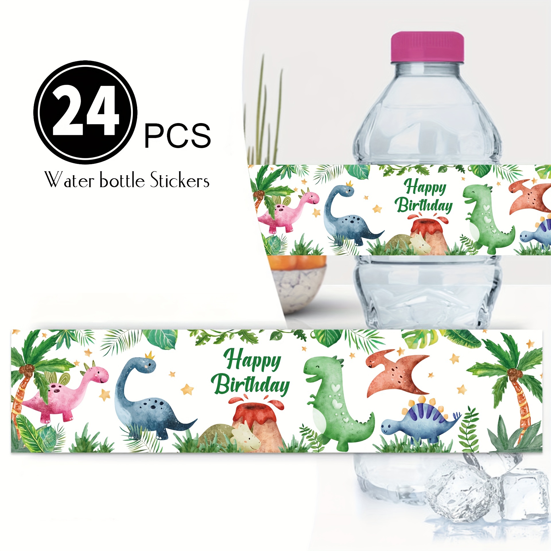 

24pcs Dinosaur Park Themed Disposable Water Bottle Stickers For Birthday Parties & Diy Beverage Decorations Dinosaur Party Decorations Dinosaur Birthday Party Supplies