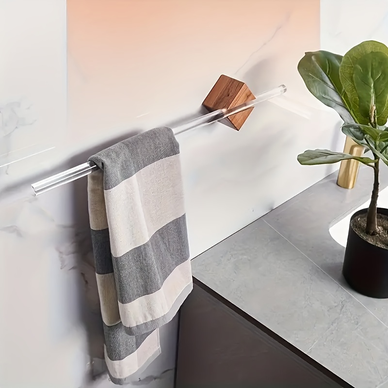 1pc stainless steel walnut adjustable towel rack wall mounted bathroom organizer for towels slippers pot lids keys durable space saving multi purpose kitchen bathroom storage with modern art   towel holder decorative storage stainless steel rack Product details 0