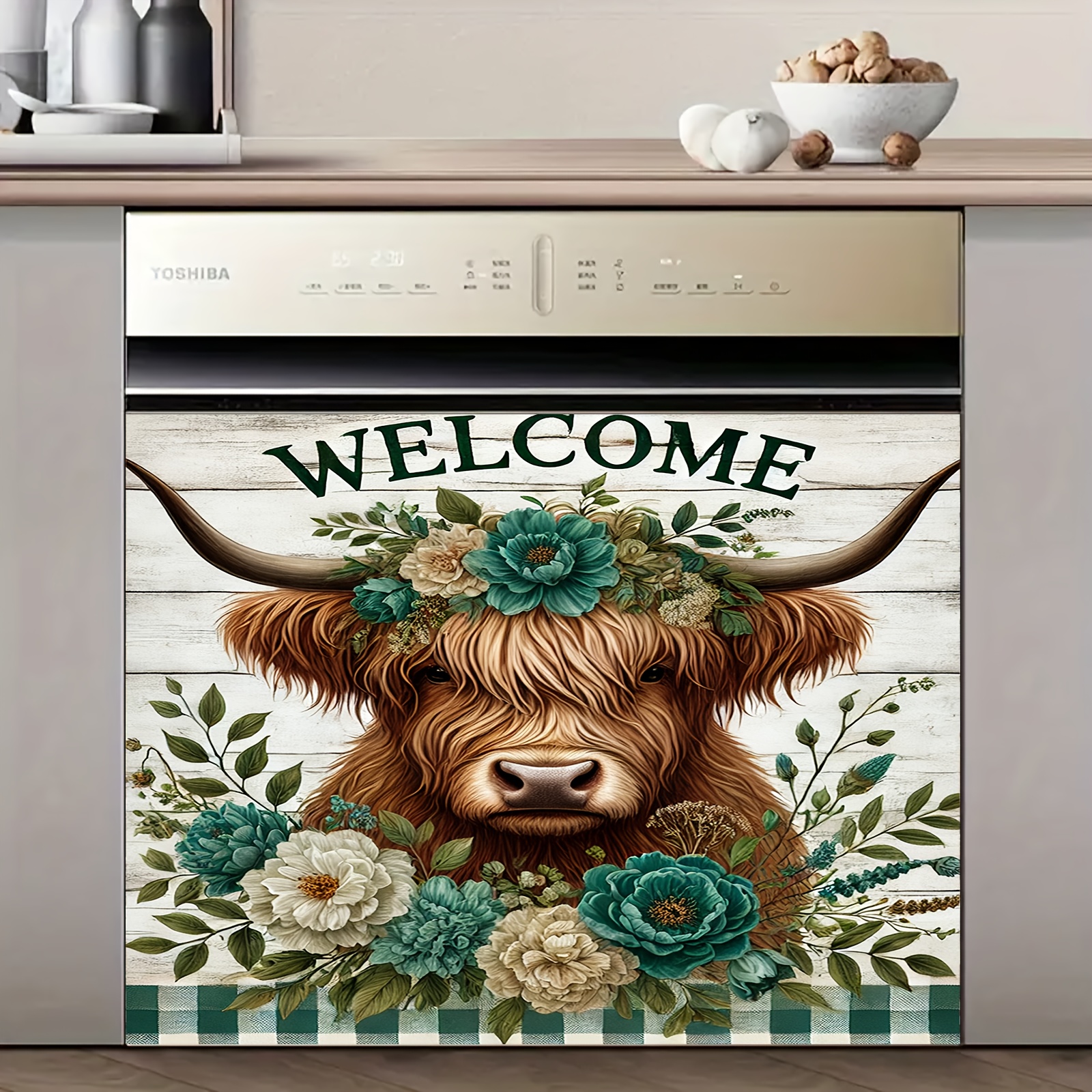 TEMU Spring-themed Magnetic Dishwasher Door Cover - Easy Clean, Needed - Kitchen & Home Decor Dishwasher Magnetic Cover Decorative