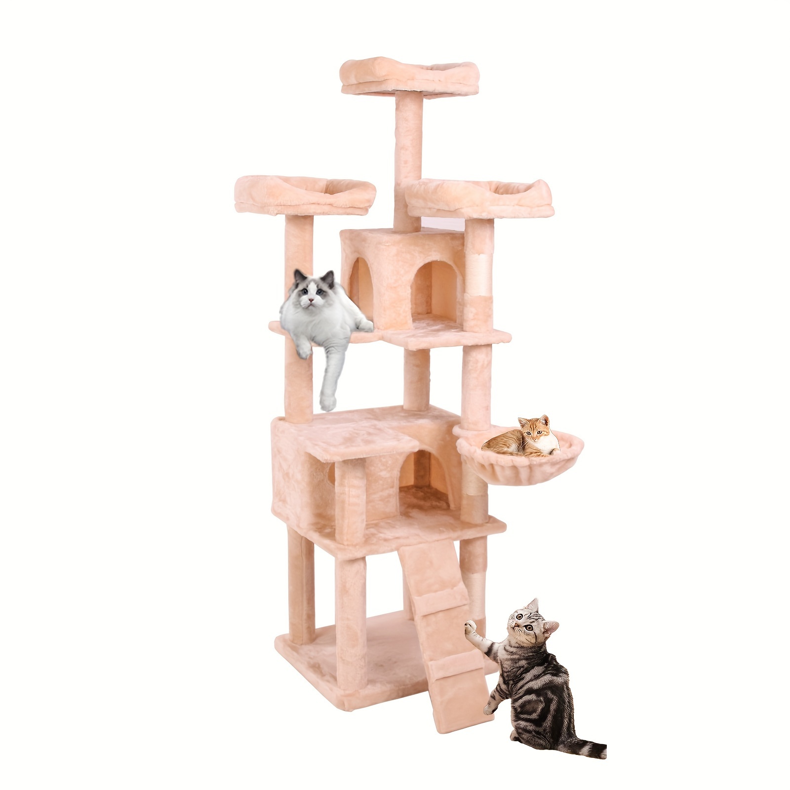 

Cat Tree, Cat Tower For Indoor Cats, Multi-level Cat Tower With 2 Roomy Condo, 4 Perch, Hammock And Ladder For Small And Large Cats, Cute Cat Scratching Post For Kittens, 63 Inches