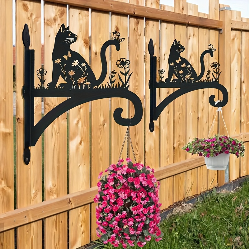 Image of 2pcs Set, Modern Heavy Duty Metal Wall Hanging Hook, Used For Hanging Decoration, , Suitable For Bird Feeders, Lanterns, Wind Chimes, And Plant Baskets