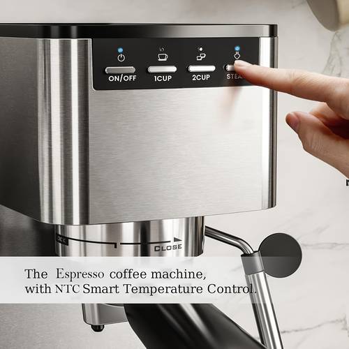 espresso machine 20 bar or drip coffee machine drip coffee maker with timer espresso maker with milk frother steam wand cappuccino latte machine with 40oz removable water tank compact coffee machines for home stainless steel