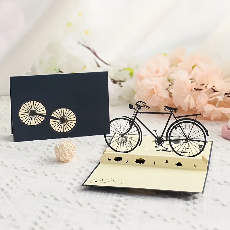 Image of A Creative 3d Pop-up Birthday Card, Handcrafted With A Vintage Bicycle Design, Perfect For Graduation Gifts And Birthday Wishes