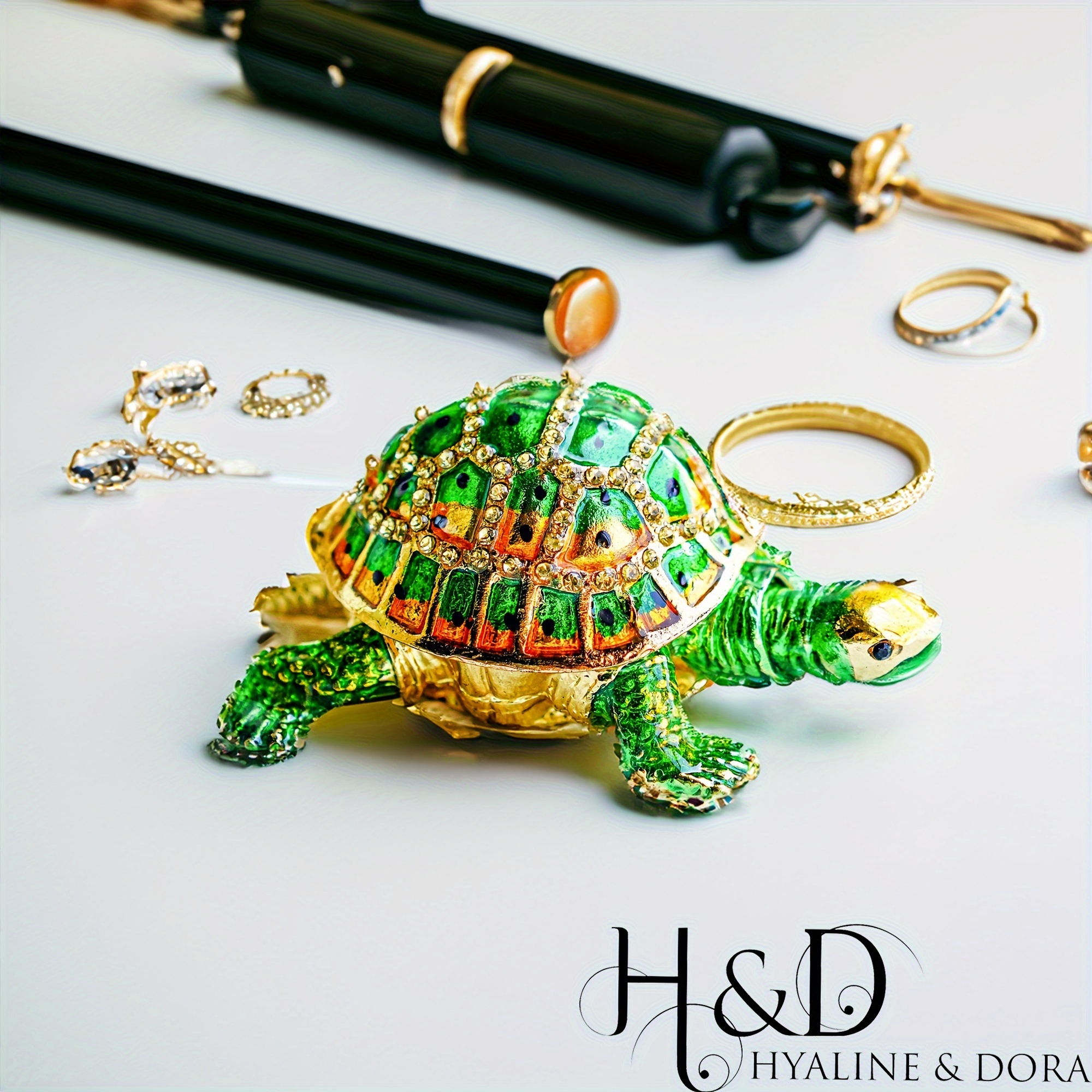 

H&d & Hand- Crystal Turtle Animal Figurines Collectible, Jewelry Trinket Boxes Hinged, Lover Gifts, Perfect Birthday Gifts