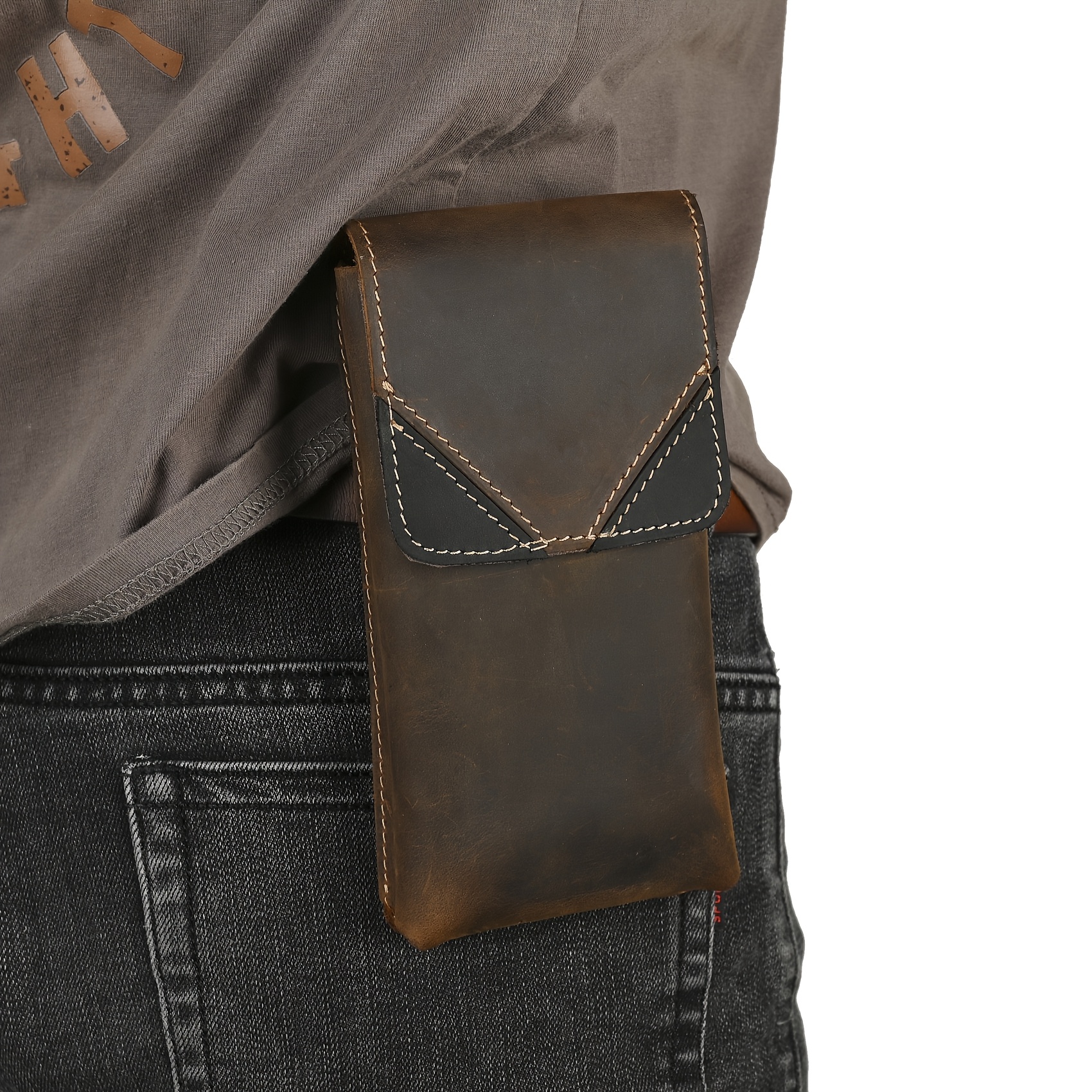 Top Cow Exotic Horse Leather Men's Retro Phone Case