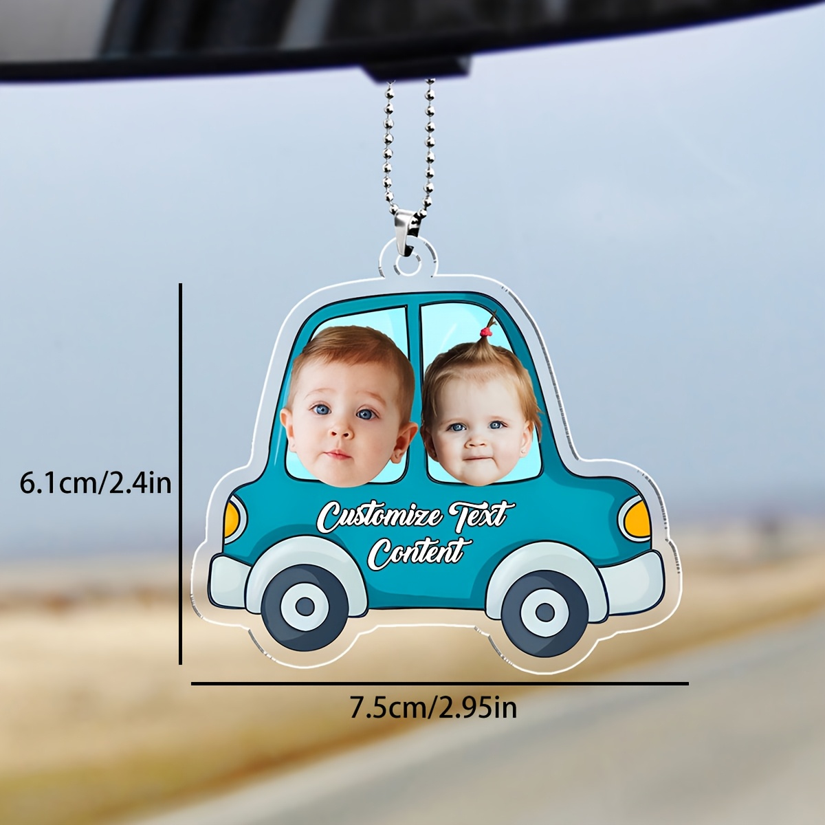 TEMU 2d Flat, 1pc Custom Personalized Acrylic Car Pendant, Gift For A New Dad's First Father's Day, Creative Cartoon Car Pendant, Custom Photo