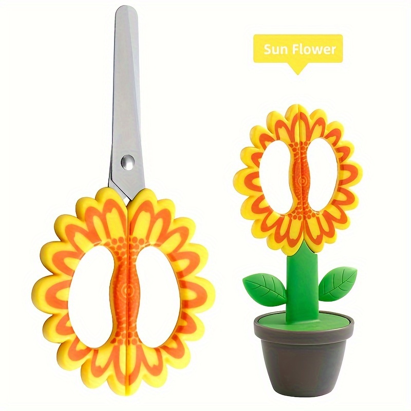 Image of 1pc Creative Standing Flower Office Scissors, Cute Stationery Scissors, Diy Crafts Paper-cutting Scissor School Supplies, Desk Decoration For Room, Safety Scissors.