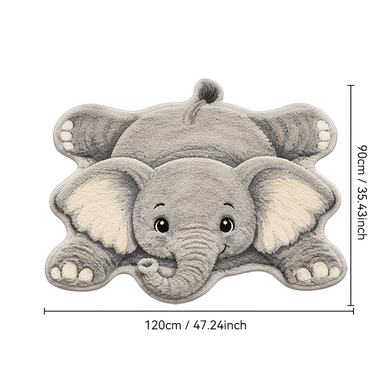 TEMU Soft Imitation Cashmere Suitable For Home Entrances, Bathrooms, Bedrooms & Living Rooms - Gray Elephant Rug With Plastic Backing, Machine