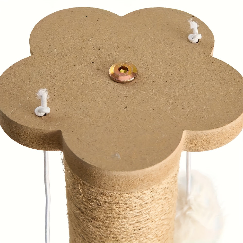 Jouet interactif pour chat avec planche à griffe en jute, piste à billes et plume artificielle suspendue – tour à griffe multifonctionnel durable pour autodivertissement