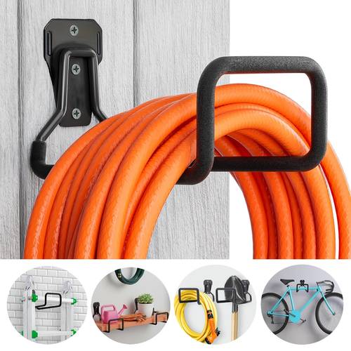 1pc black heavy duty garden hose rack rust resistant wall mount storage rack for outdoor garden and garage 3 screws space saving solution