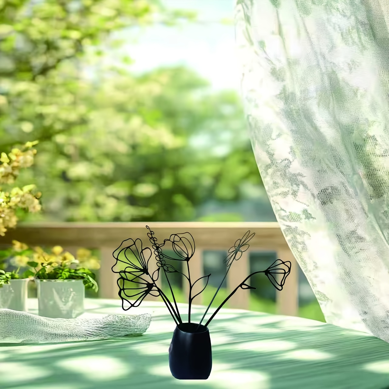 Fensterdeko Rund 22cm Blumen Fensterschmuck Aus Schwarzem Kunststoff – Stilvolle Runde Fensterdeko Zum Aufhängen, 22 Cm Durchmesser, Modern & Elegant, Für Wohnzimmer, Garten, Schlafzimmer & Badezimmer