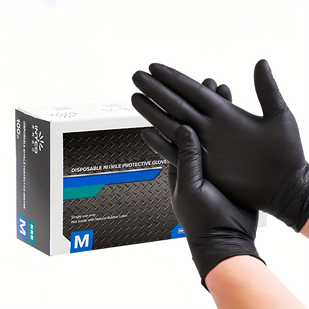 

Value Pack 100pcs, Black Nitrile Disposable Gloves For Occupational Work And Industrial Use- Powder & Latex Free, Touch Screen Compatible, Non-sterile & Food Safe!