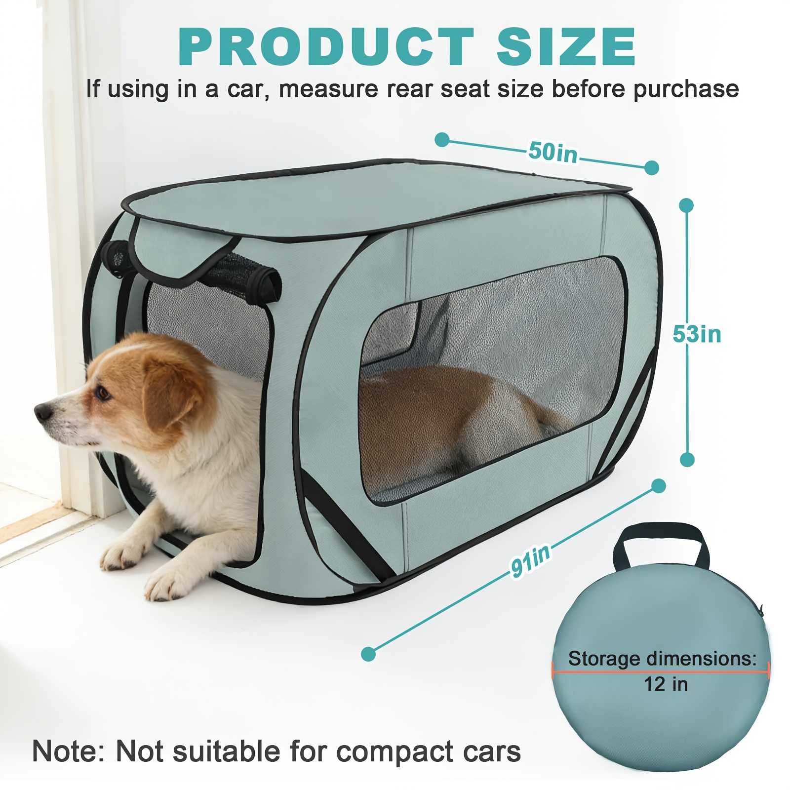 Outdoor Rest Dog Crate, Foldable Car Pet Cage With Storage Bag, Suitable For Indoor, Outdoor And Travel, Breathable & Insect-proof, Ideal For Cats And Dogs Of Sizes