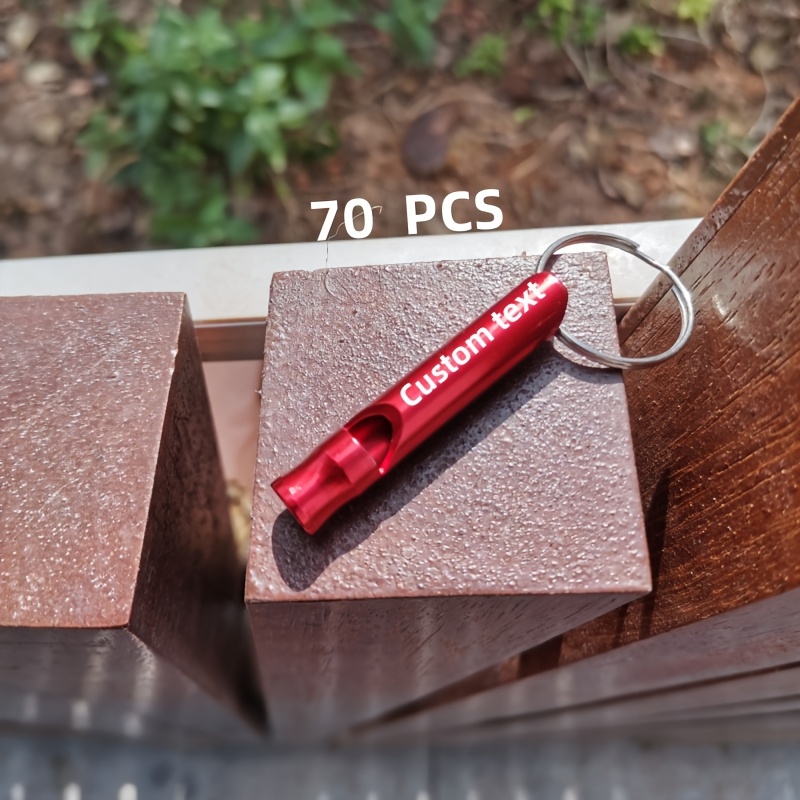 Custom Engraved Aluminum Alloy Whistle Keychains, 70pcs