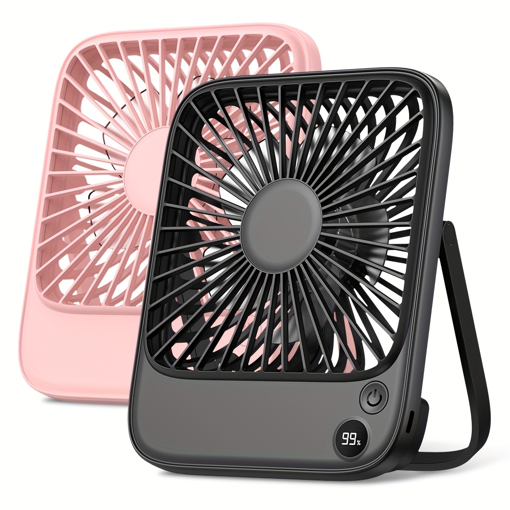  2 pack 5000mah portable desk fan ultra thin 4 adjustable small silent battery powered personal fan for bedroom library outdoor details 0