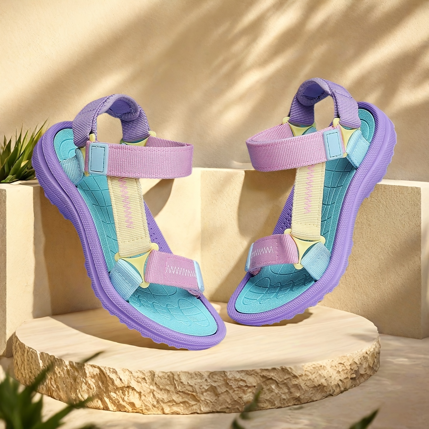 TEMU Nb0901 Women's Casual Athletic Sandals Summer New Lightweight Soft Sole Fashion Easy Summer Outdoor Beach Slides, Women Shoes