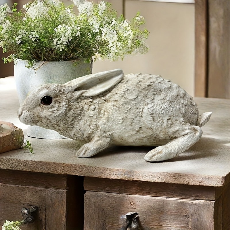 

Handcrafted Vintage Rabbit Figurine - Rustic Resin For Garden & Home Decor, Ideal For Easter, Day, Father's Day - Indoor/outdoor Use, Indoor Ornament|naturethemed Decor| Resin, Rabbit Accessories