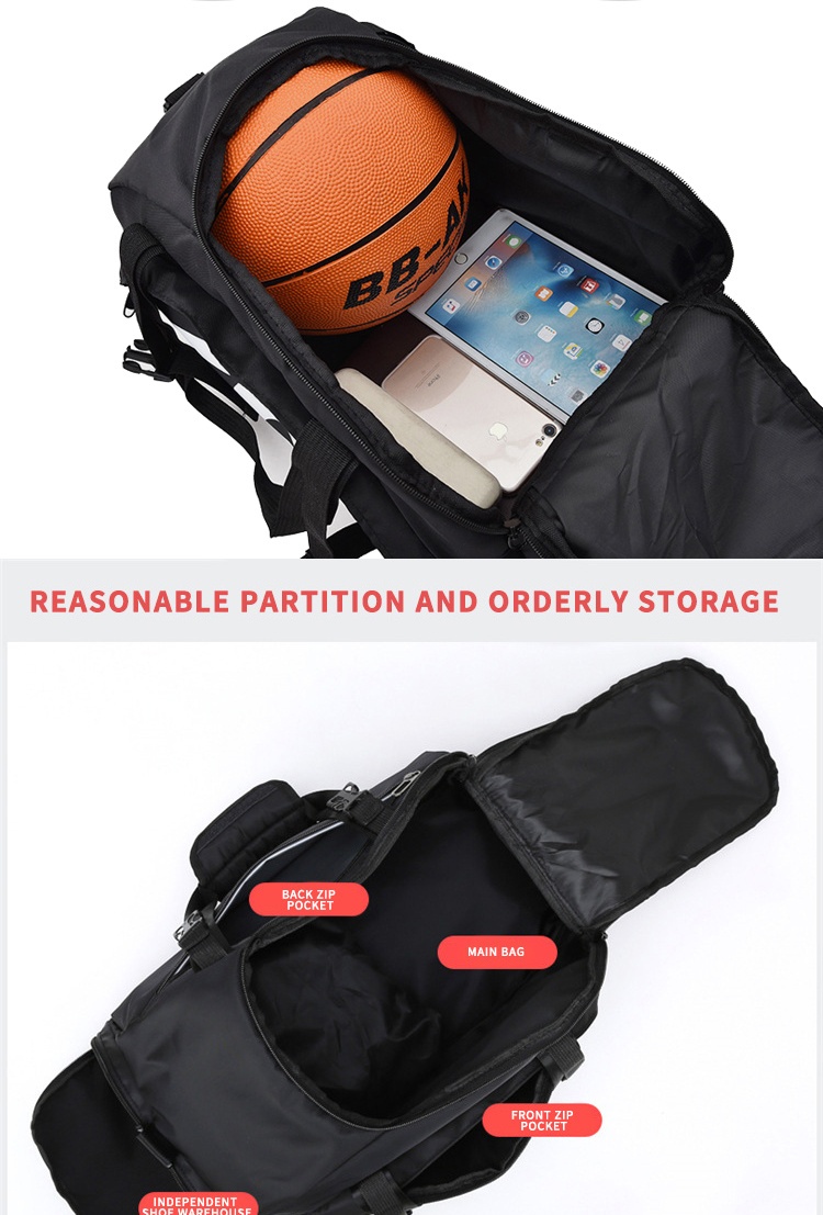 Fashionable and Versatile Gym Bag, Sports and Travel Tote with Detachable Shoe Compartment, Multi-functional Large-capacity Luggage Bag