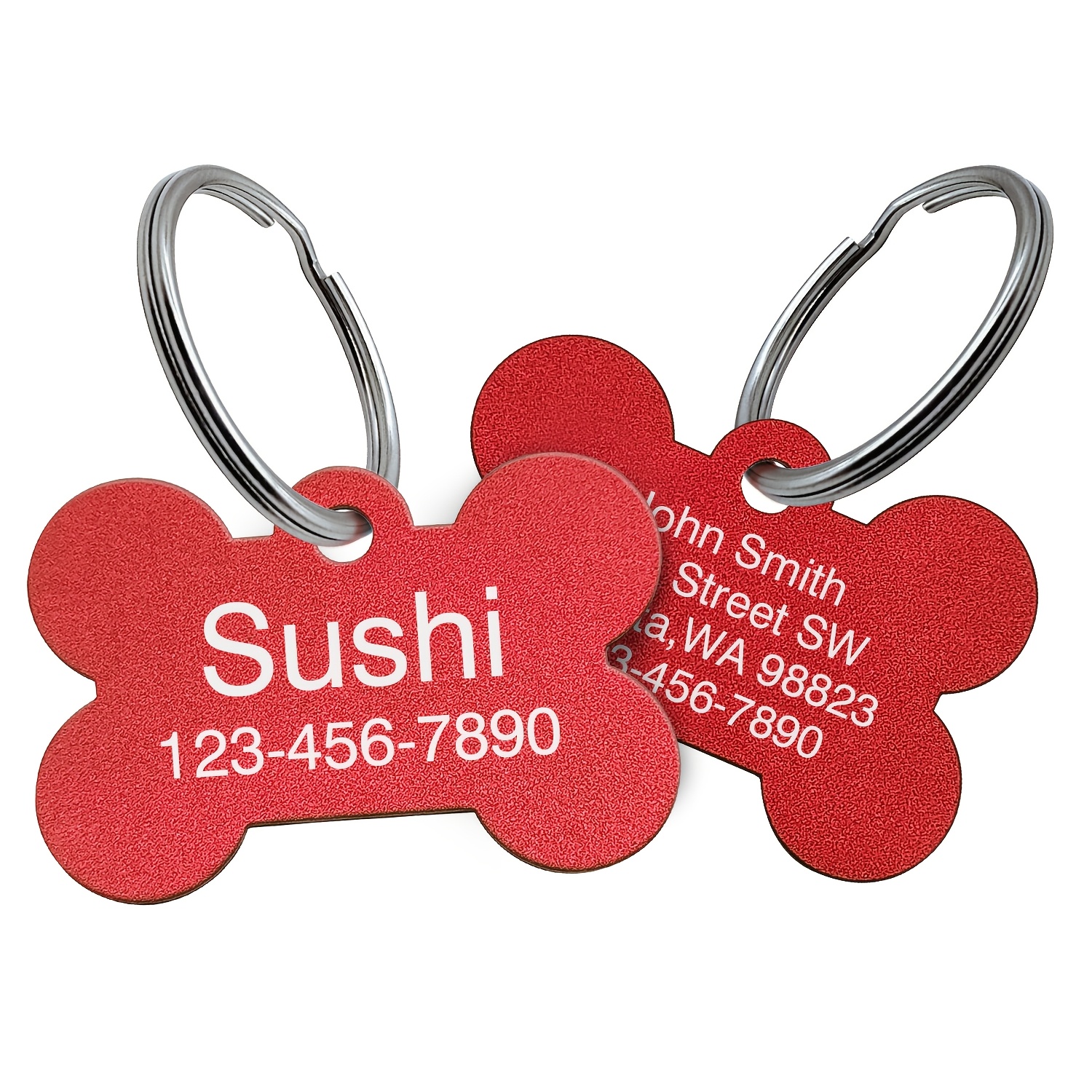 TEMU Lightweight Aluminum Alloy Dog Bone Pet Tag, Custom Engraved Name Phone Address Badge Matte End Durable Pet Identification Accessory For Small