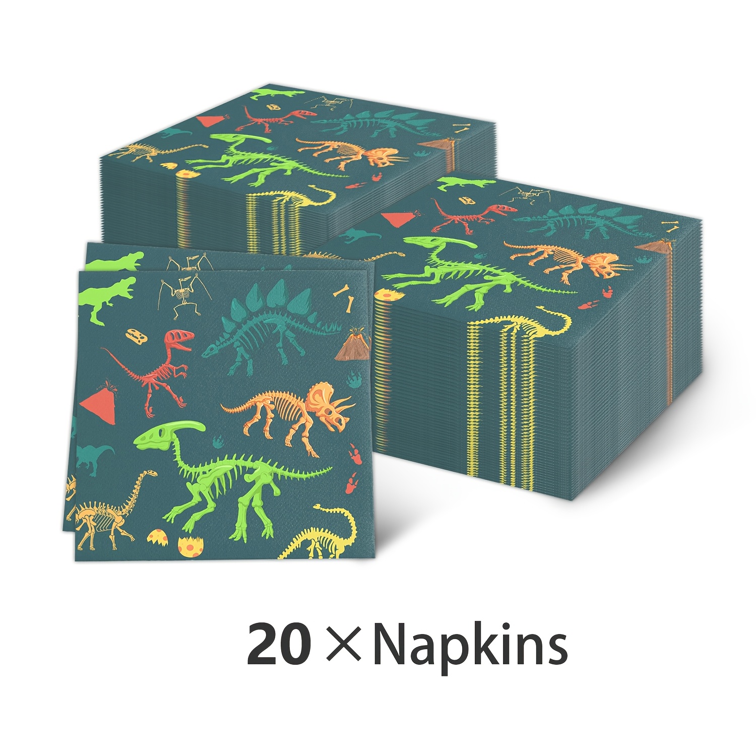 TEMU 20/100 Servilletas para temáticas de esqueleto de dinosaurio con huesos de dinosaurio, huevos de dinosaurio y diseños de , servilletas de papel