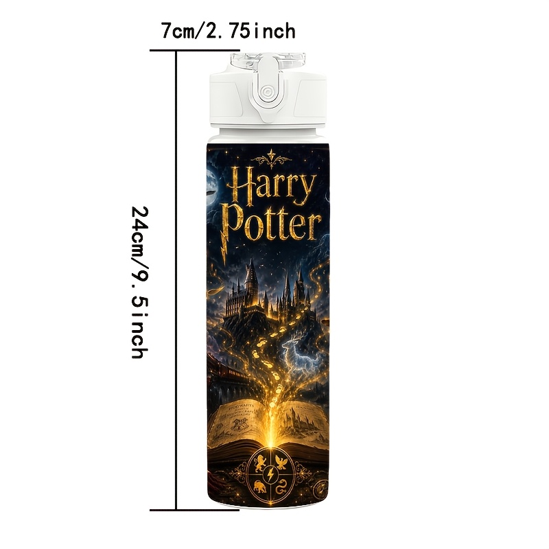 TEMU 1 шт. Пляшка для води WB Harry Potter, 750 мл (25 унцій), герметична пляшка з кришкою на кнопку та відкидною кришкою, багаторазова, легка