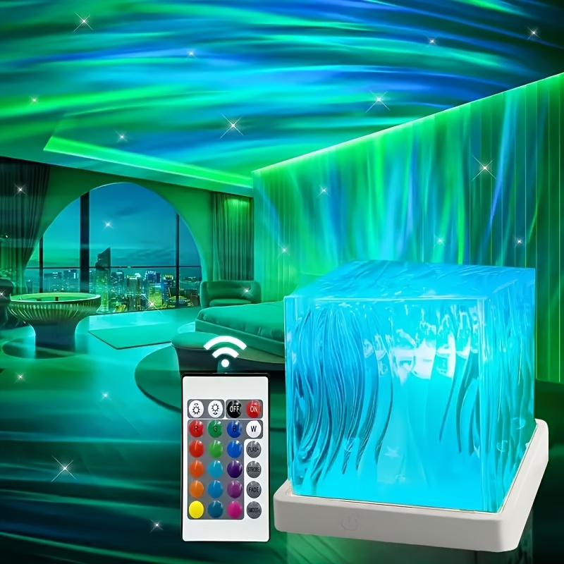 TEMU Led Night Light, Rgb Aurora Table Lamp, 16 Lights , 6 Brightness, Usb-powered, With Dimmable Feature, Colorful Northern Lights For Bedroom,