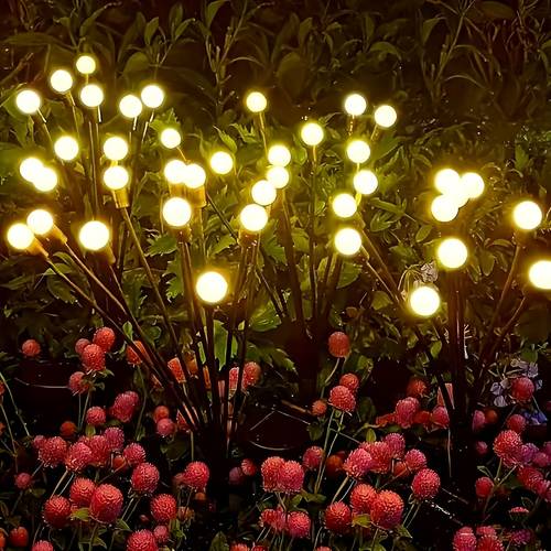 solar powered firefly with 10 led lights wind activated lawn lamp courtyard garden ground lamp atmosphere camping lamp