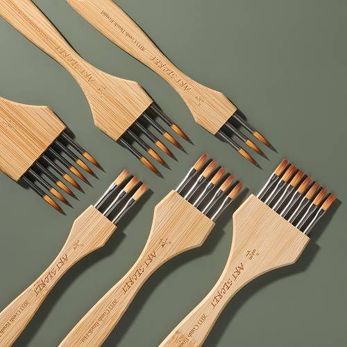 item picture 3pcs paint brush 3pcs set double golden nylon hair multi tooth comb watercolor acrylic oil paint brush 2033 painting brush for unique drawing effects depicting details