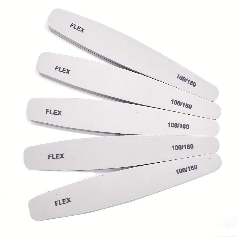 5 Sponge Nail Files with 100/180 Grit for Buffing & Polishing